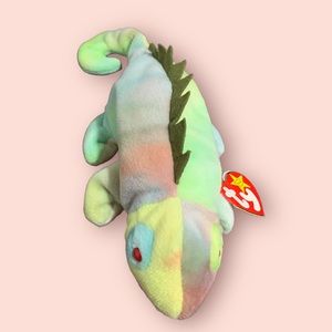 Ty Beanie Babies: IGGY the tie-dyed version IGUANA. Retired 1997. 9". MWMT.